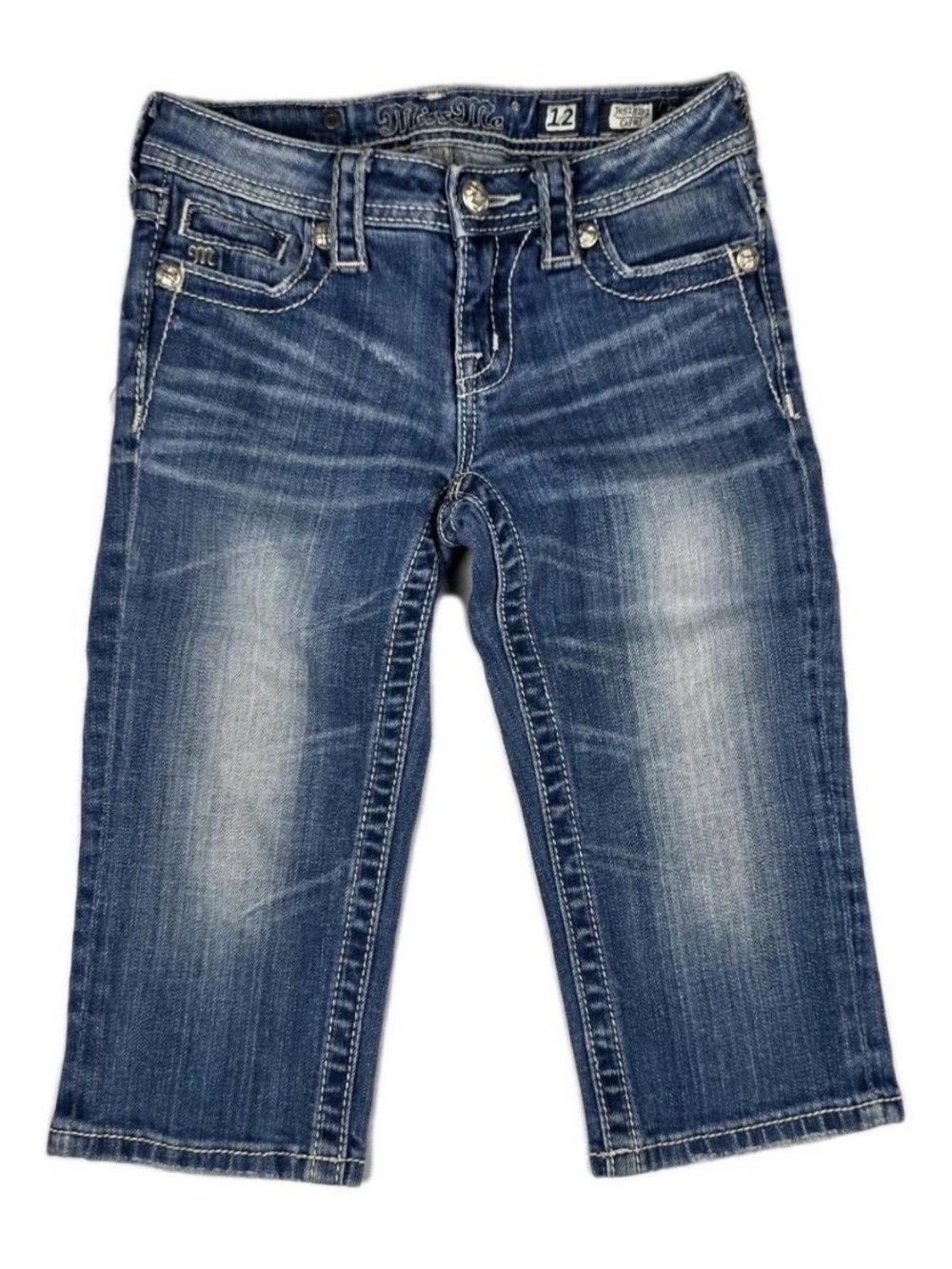 Girls Miss Me Jean Blue Denim Capri  - Size 12